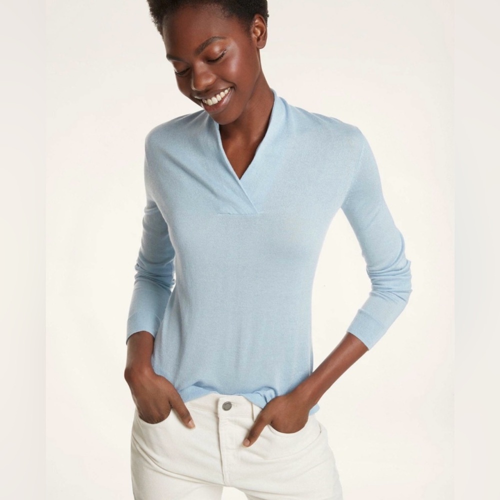 BUNDLE Brooks Brothers Women's Silk-Cashmere Shawl-Collar Sweater - Blue & Black